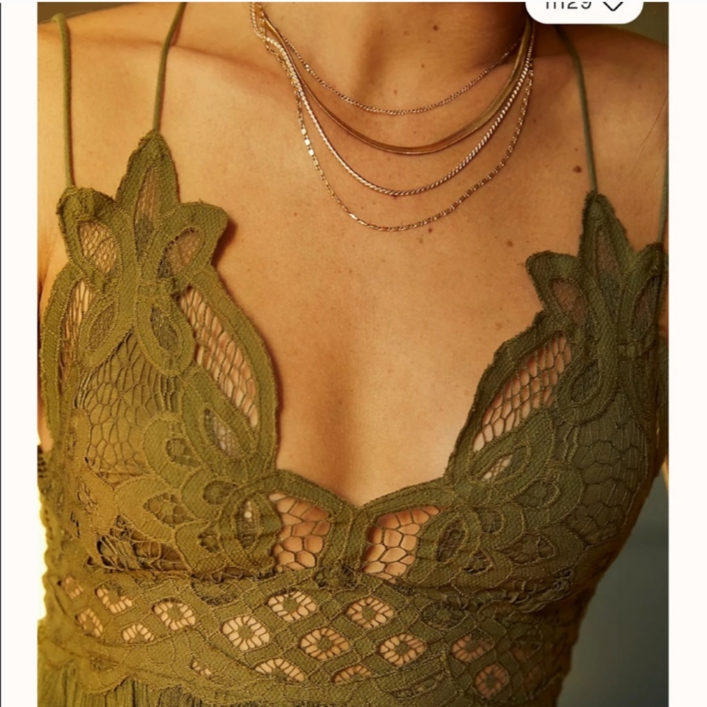 NWT Free People Olive Green Adella Crochet Cami Top - Picture 5 of 10